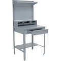 Global Industrial 34-1/2W x 30D x 38H Shop Desk with Pigeonhole Riser, Pegboard, Top Shelf, Flat Surface, Gray 319416GY